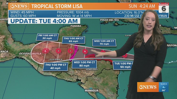 TROPICAL UPDATE: Tropical Storm Lisa likely to strengthen on approach to Belize