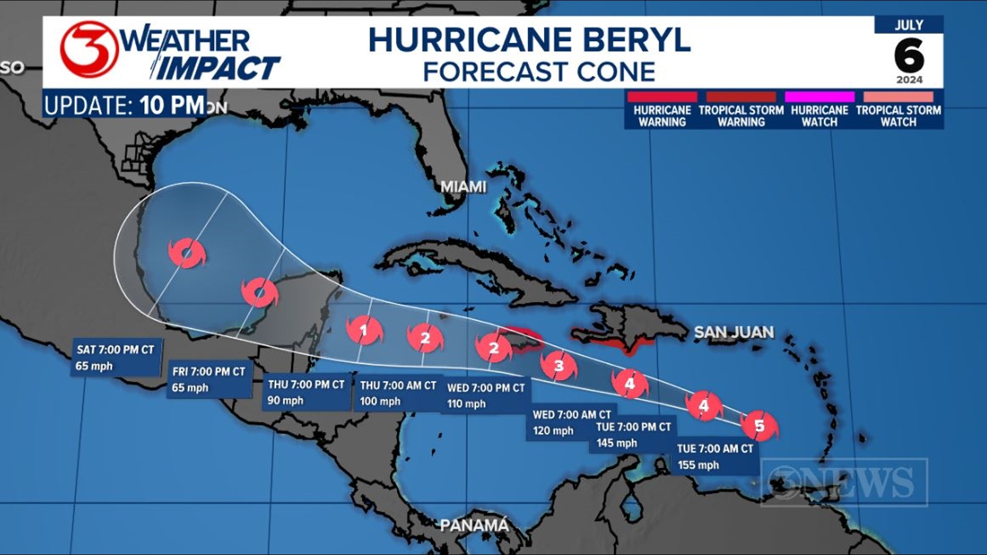 Hurricane Beryl with possible impacts in the Gulf of Mexico | kiiitv.com