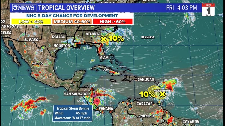 TROPICAL UPDATE: Bonnie Develops; two tropical waves in the Atlantic