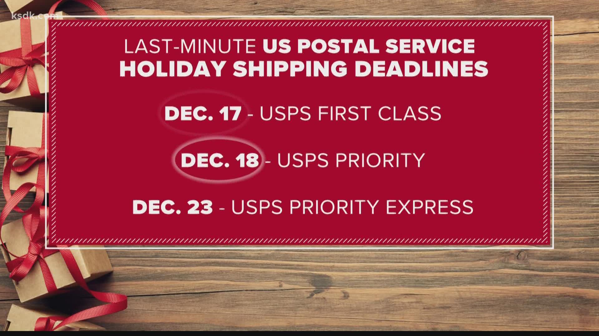 USPS said the week of Dec. 13 is the busiest shipping week of the holiday season. It estimates about 2.3 billion pieces of first class mail will be delivered.