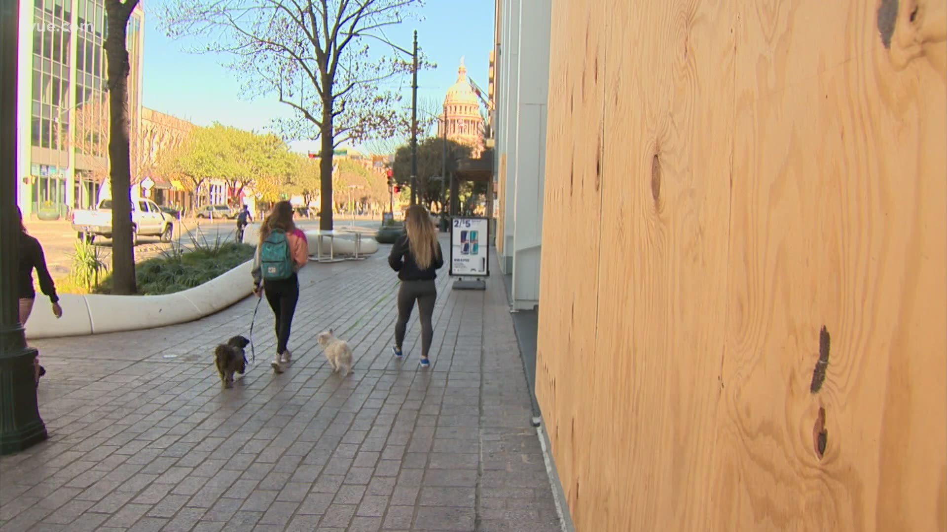 Businesses in Downtown Austin are boarding up their windows ahead of Inauguration Day.
