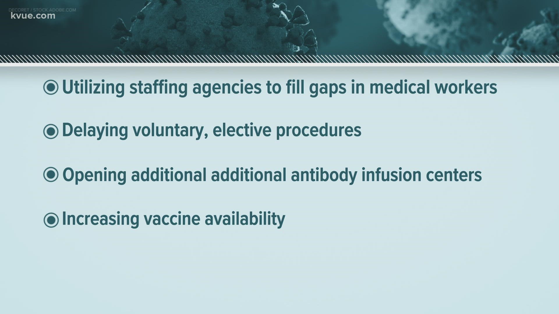 Directives include using staffing agencies to provide out-of-state staff to fill gaps in medical workers.