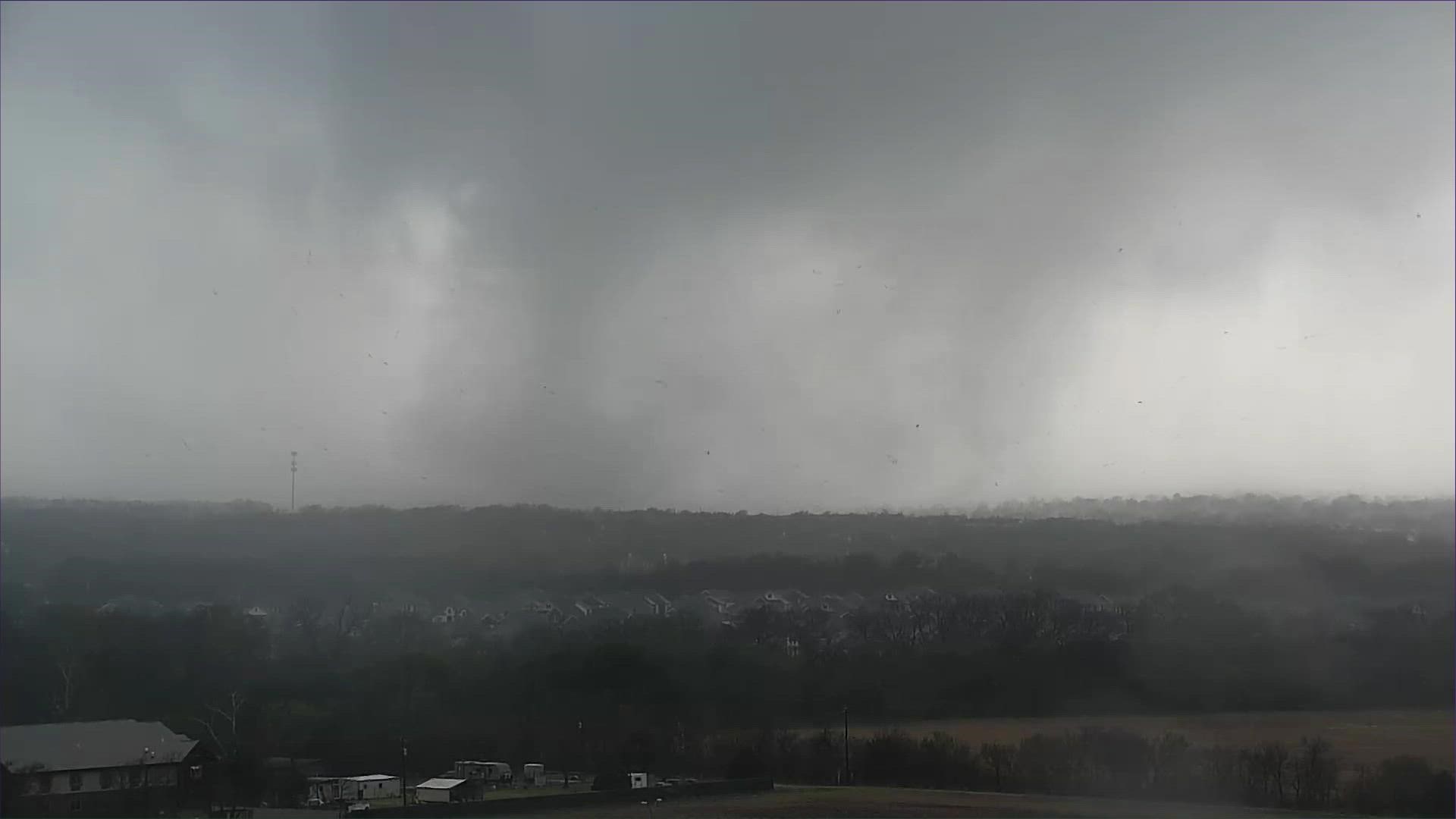 A tornado has been confirmed via a KVUE camera at Kalahari Resorts in Round Rock.