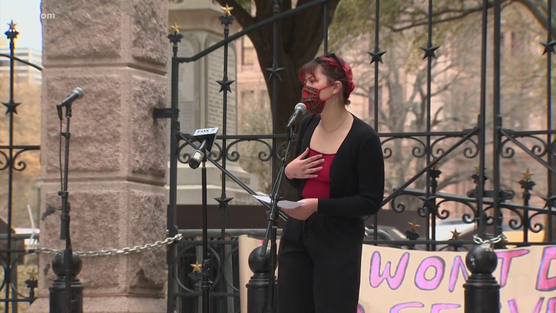 Demonstrators at the Texas Capitol spoke out against Gov. Greg Abbott's order to lift the mask mandate. Service industry workers are also asking to be vaccinated.