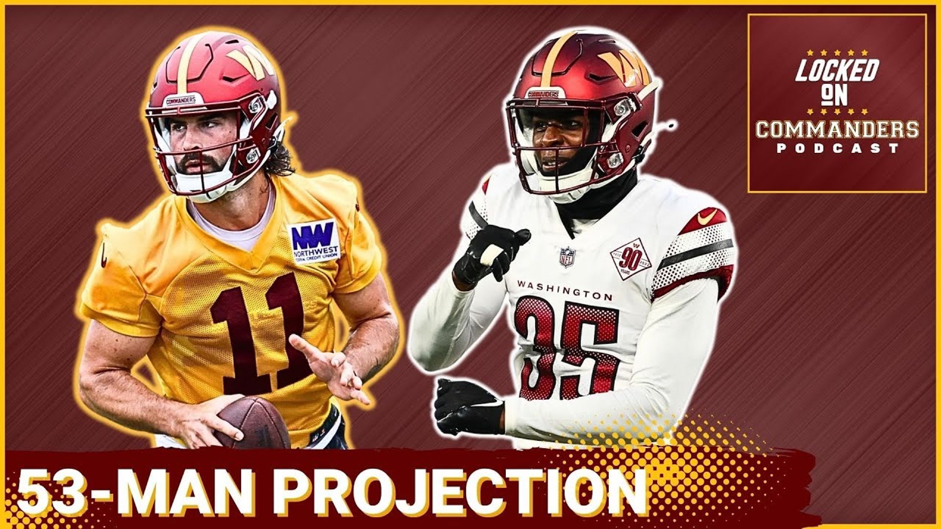 An early Washington Commanders 53-man roster projection starting with the potential Sam Hartman joins Jayden Daniels and Marcus Mariota in the quarterback room.