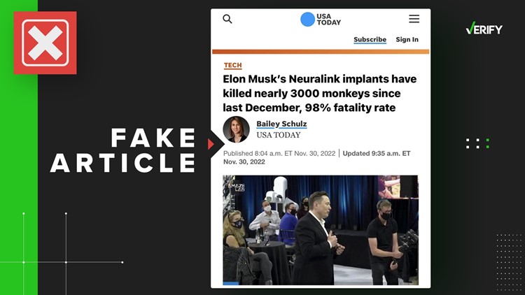 No, USA TODAY did not report Elon Musk’s Neuralink ‘killed nearly 3,000 monkeys’