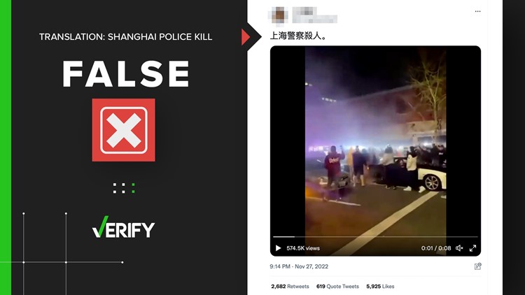 A video claiming to show a police car driving through a crowd is not from protests in China