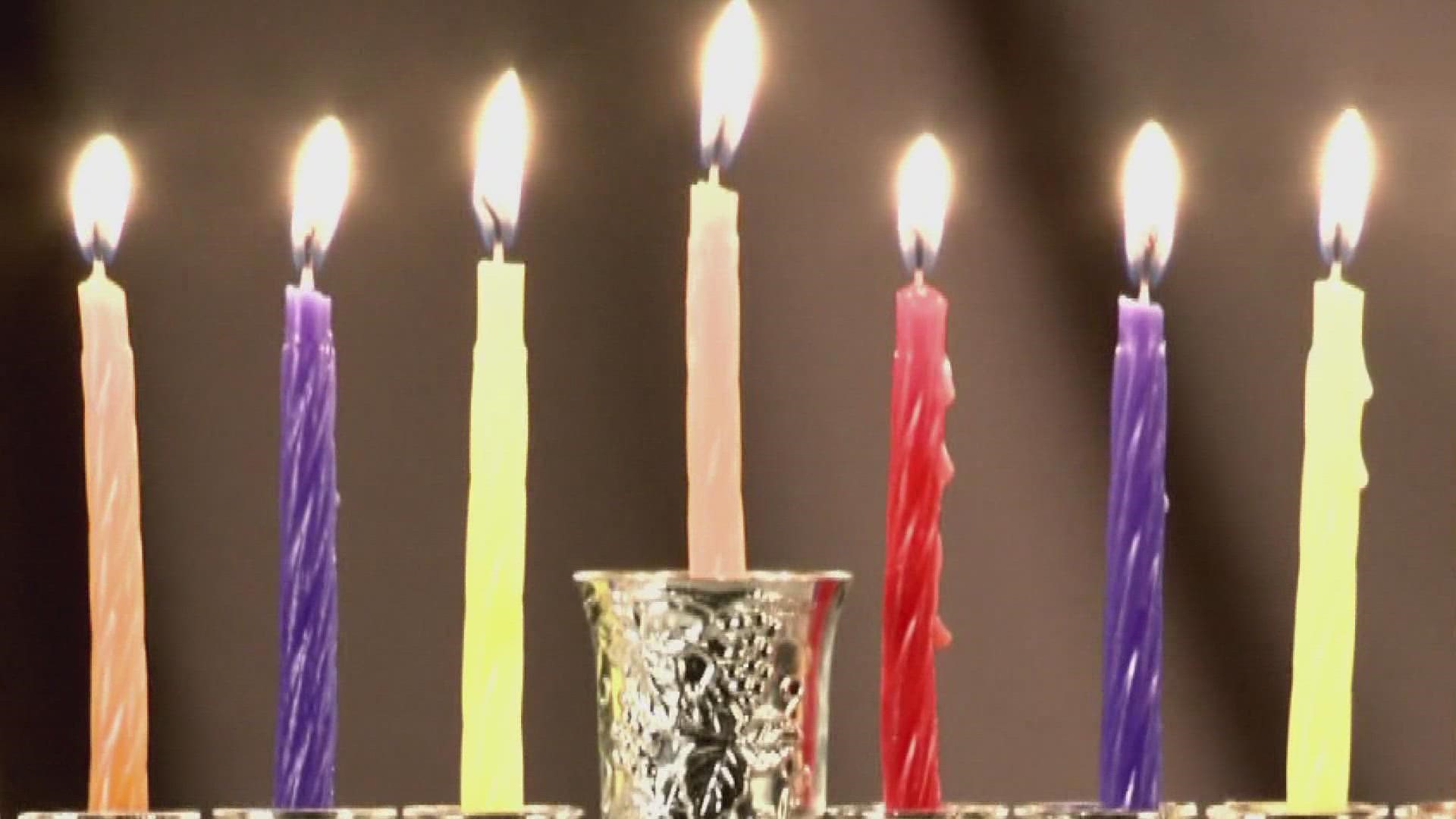 The Jewish celebration began at sundown. The first candle of the menorah was lit to mark the start of the festivities the celebration will continue until Monday.