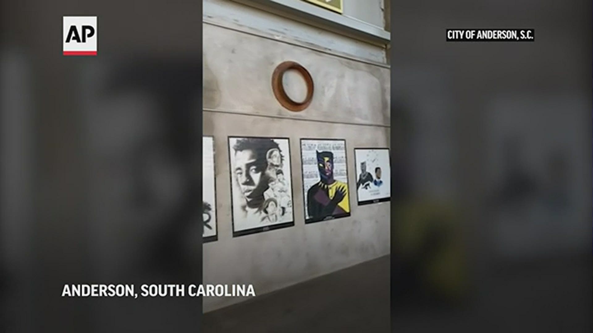 The walls of the Wren Pavilion are now lined with pieces offering different takes on Chadwick Boseman's life, from the Black Panther to Captain America.