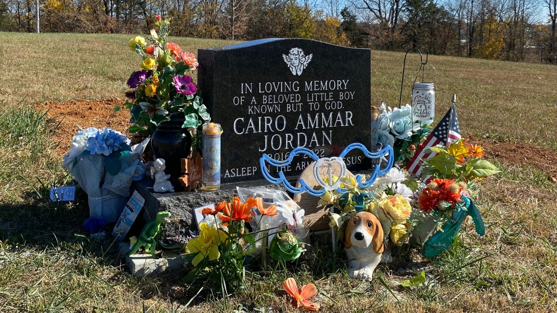 Months after a 5-year-old boy's body was discovered inside a suitcase in southern Indiana, his tombstone has been engraved with his name.