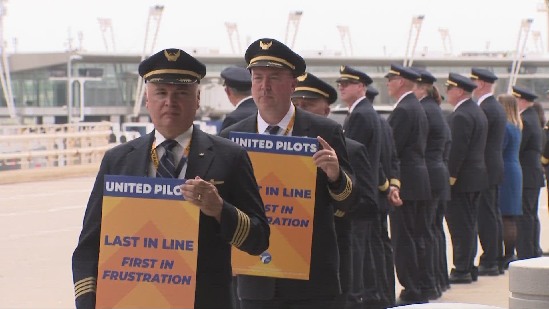 The picket is one of 10 scheduled at airports across the nation.