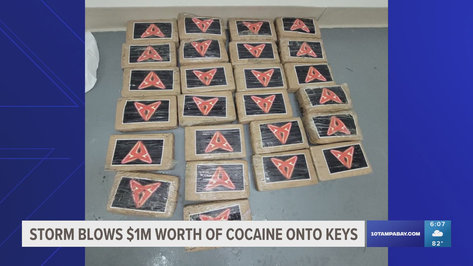 Twenty-five packages of cocaine were found on a beach in the Keys.