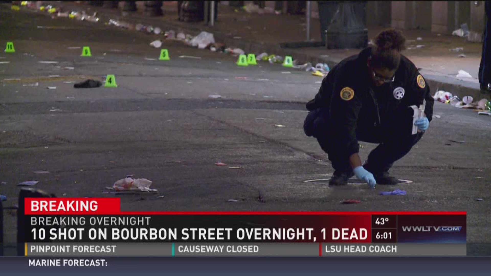 Gunshots erupted on Bourbon Street Sunday morning.