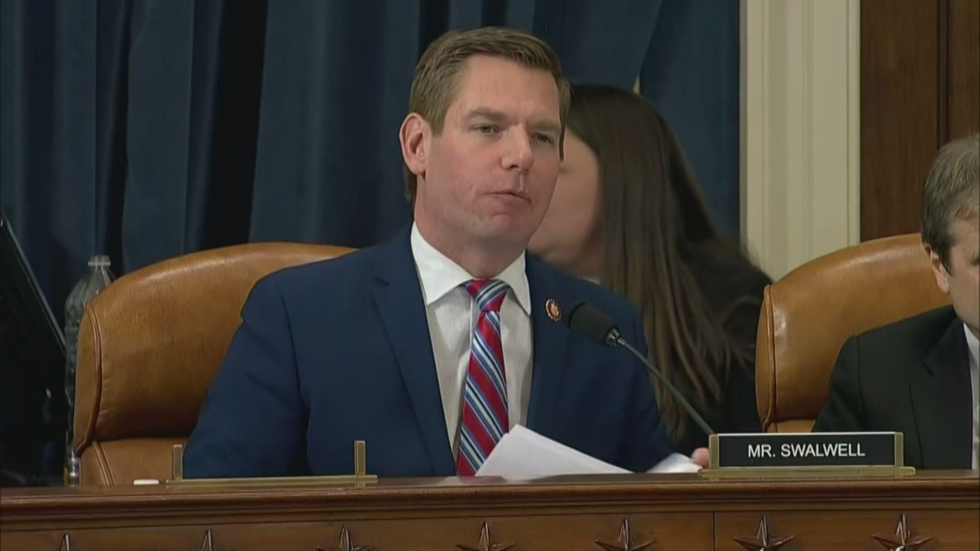 House Representative Eric Swalwell took a moment during his questioning of impeachment hearing witnesses on Capitol Hill, to ask if they are 'never Trumpers.'